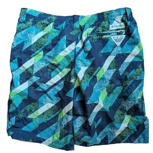Columbia PFG Backcast Swim Trunks Boys XL 14 Blue Striped Shorts Nylon Fishing